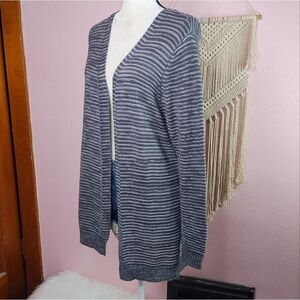 Maurices | Gray Striped Open‎ Front Cardigan Sweater Large